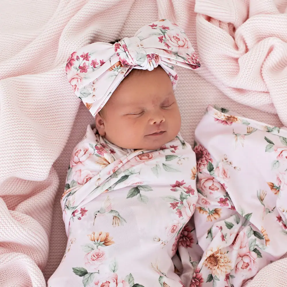 Snuggle Hunny Kids Snuggle Hunny Birds & Blooms Organic Oversized Bow