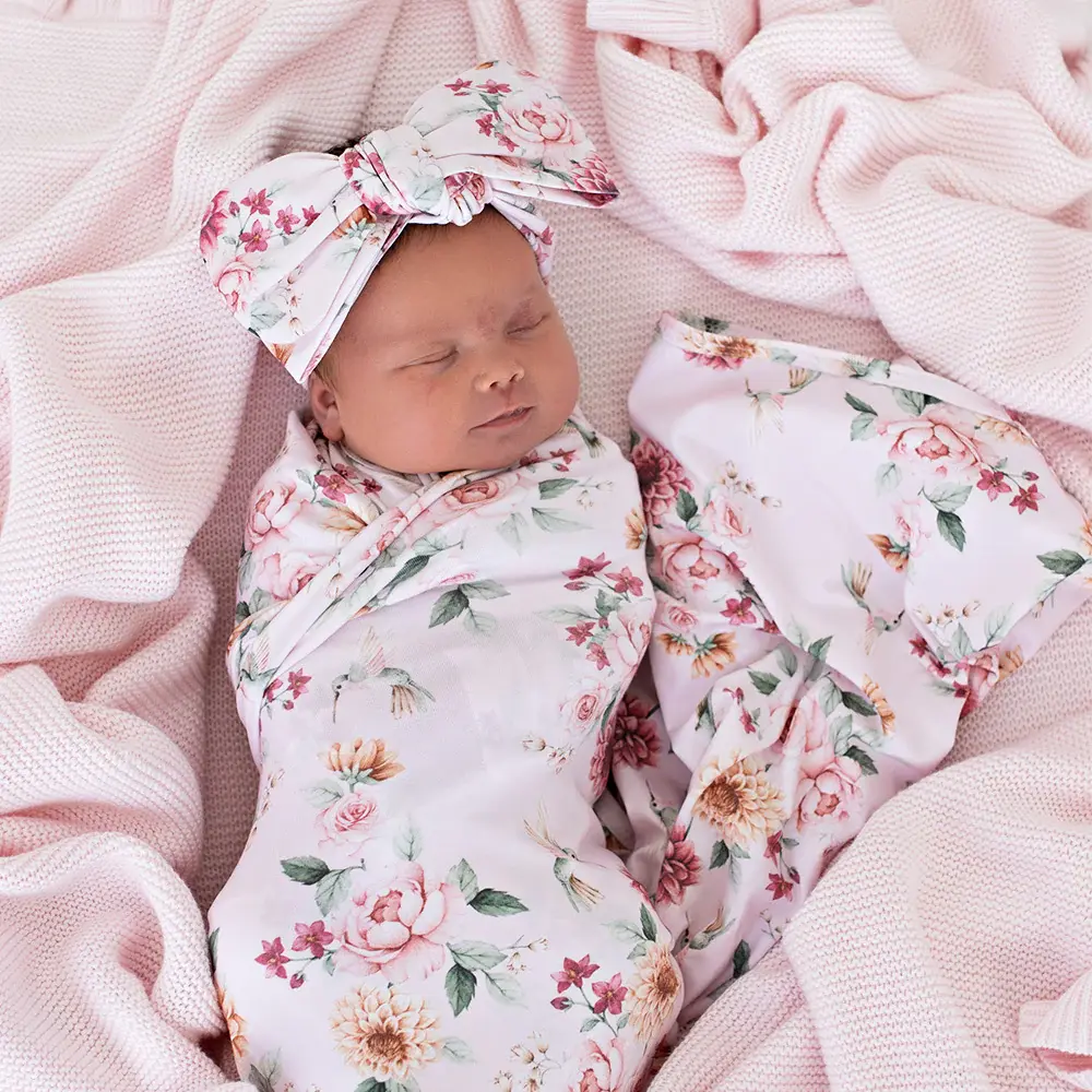 Snuggle Hunny Kids Snuggle Hunny Birds & Blooms Organic Oversized Bow