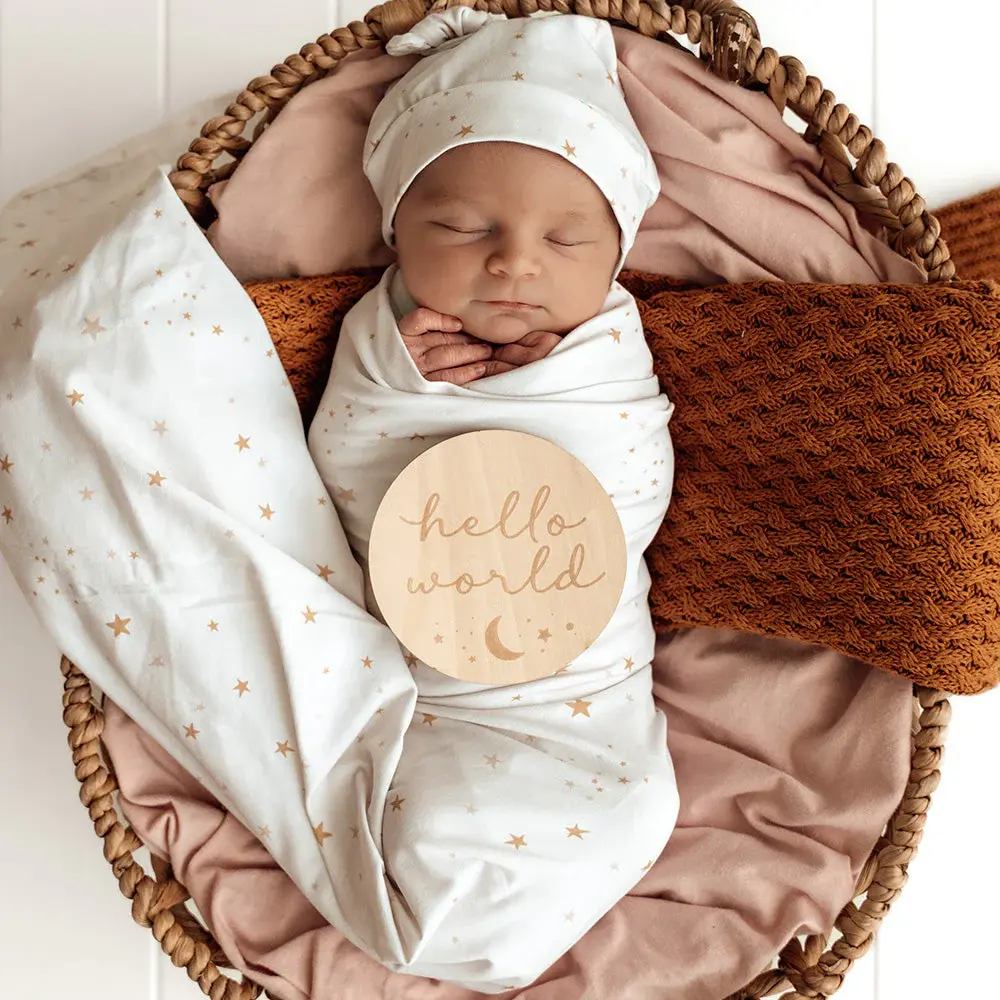 Snuggle Hunny Kids Snuggle Hunny Stardust Organic Jersey Wrap & Beanie Set