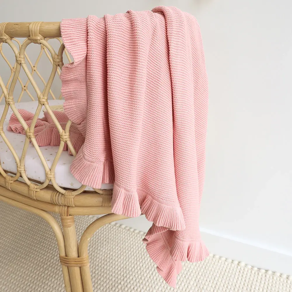 Snuggle Hunny Kids Snuggle Hunny Rosa Ruffle Knit Organic Baby Blanket