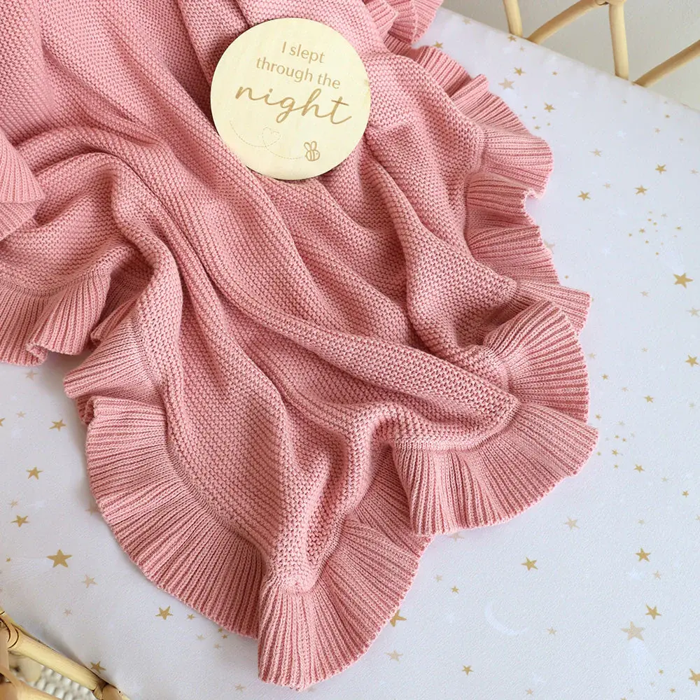 Snuggle Hunny Kids Snuggle Hunny Rosa Ruffle Knit Organic Baby Blanket