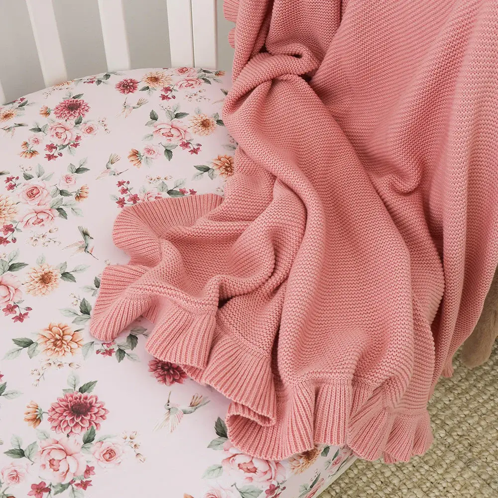 Snuggle Hunny Kids Snuggle Hunny Rosa Ruffle Knit Organic Baby Blanket