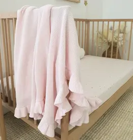 Snuggle Hunny Kids Snuggle Hunny Blush Pink Ruffle Knit Organic Baby Blanket