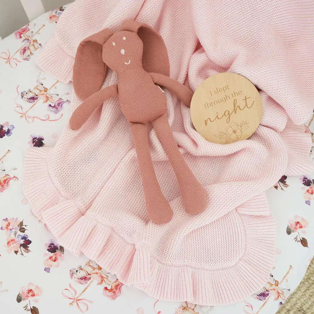 Snuggle Hunny Kids Snuggle Hunny Blush Pink Ruffle Knit Organic Baby Blanket