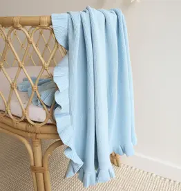 Snuggle Hunny Kids Snuggle Hunny Baby Blue Ruffle Knit Organic Baby Blanket