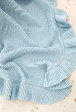 Snuggle Hunny Kids Snuggle Hunny Baby Blue Ruffle Knit Organic Baby Blanket