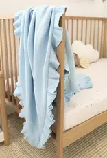 Snuggle Hunny Kids Snuggle Hunny Baby Blue Ruffle Knit Organic Baby Blanket