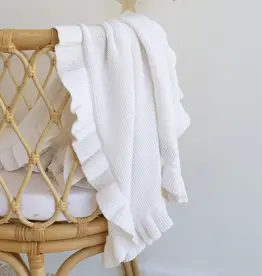 Snuggle Hunny Kids Snuggle Hunny White Ruffle Knit Organic Baby Blanket