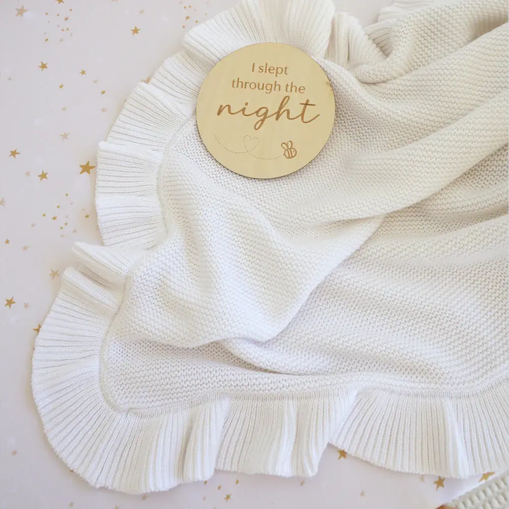 Snuggle Hunny Kids Snuggle Hunny White Ruffle Knit Organic Baby Blanket