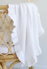 Snuggle Hunny Kids Snuggle Hunny White Ruffle Knit Organic Baby Blanket