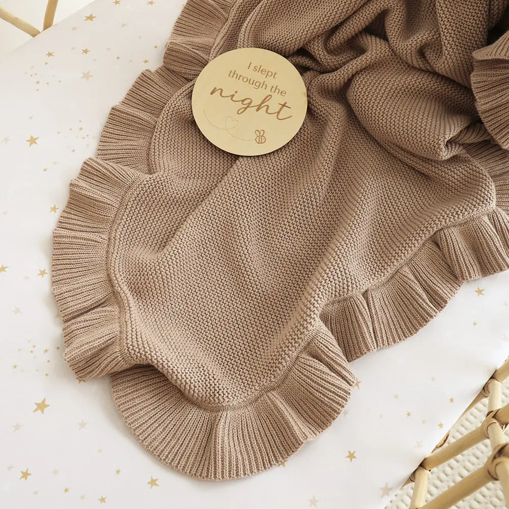 Snuggle Hunny Kids Snuggle Hunny Hazelnut Ruffle Knit Organic Baby Blanket