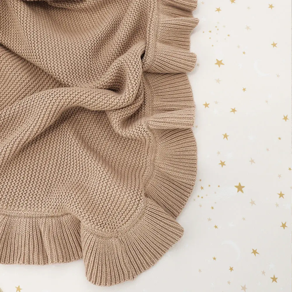 Snuggle Hunny Kids Snuggle Hunny Hazelnut Ruffle Knit Organic Baby Blanket