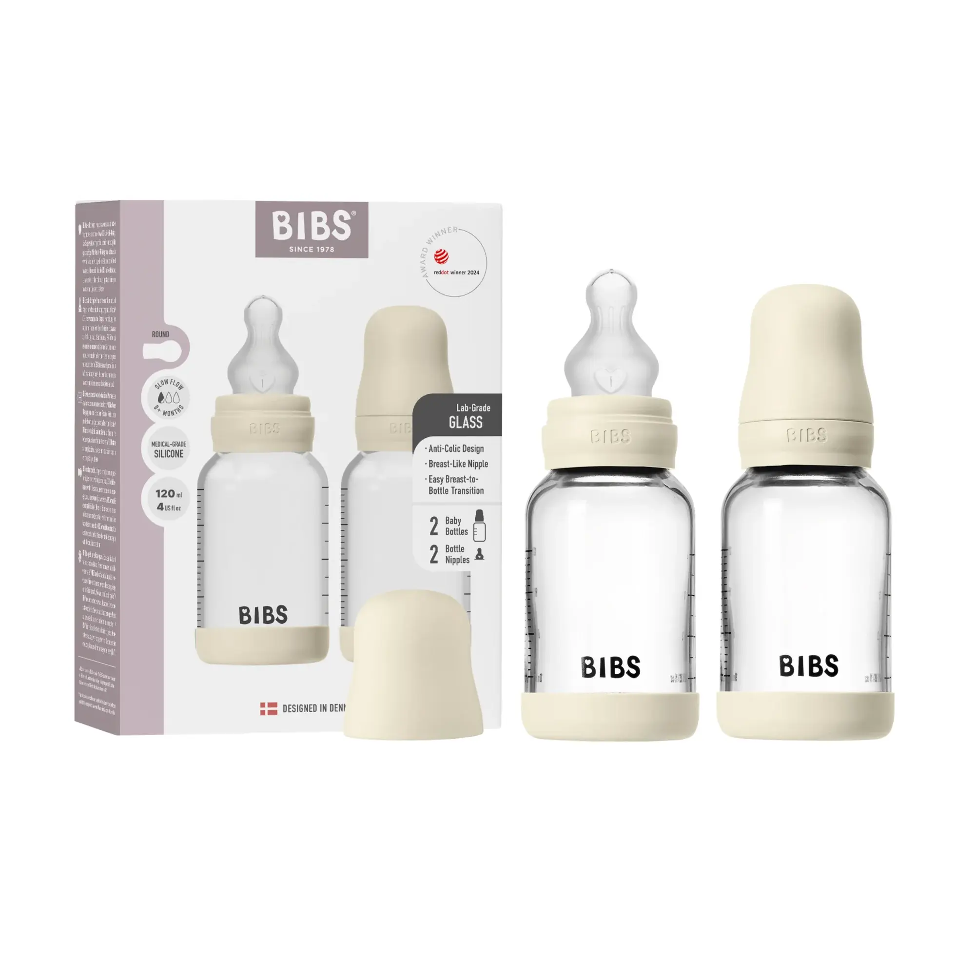 BIBS BIBS Glass Bottle Complete Set (2 Pack) Latex - 120ml