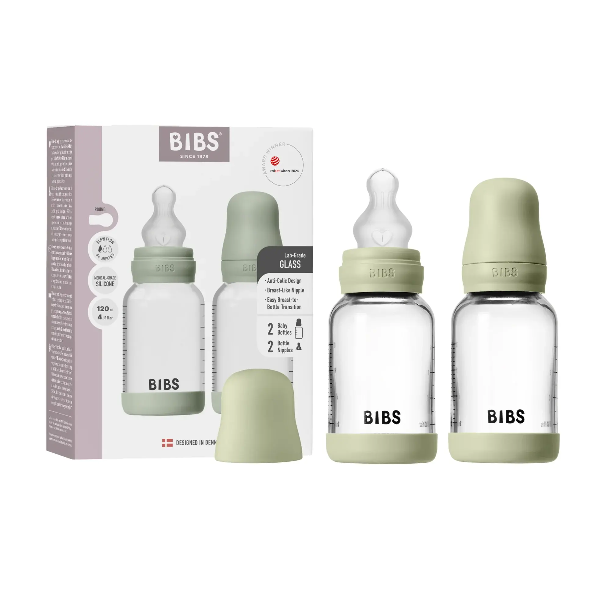 BIBS BIBS Glass Bottle Complete Set (2 Pack) Latex - 120ml