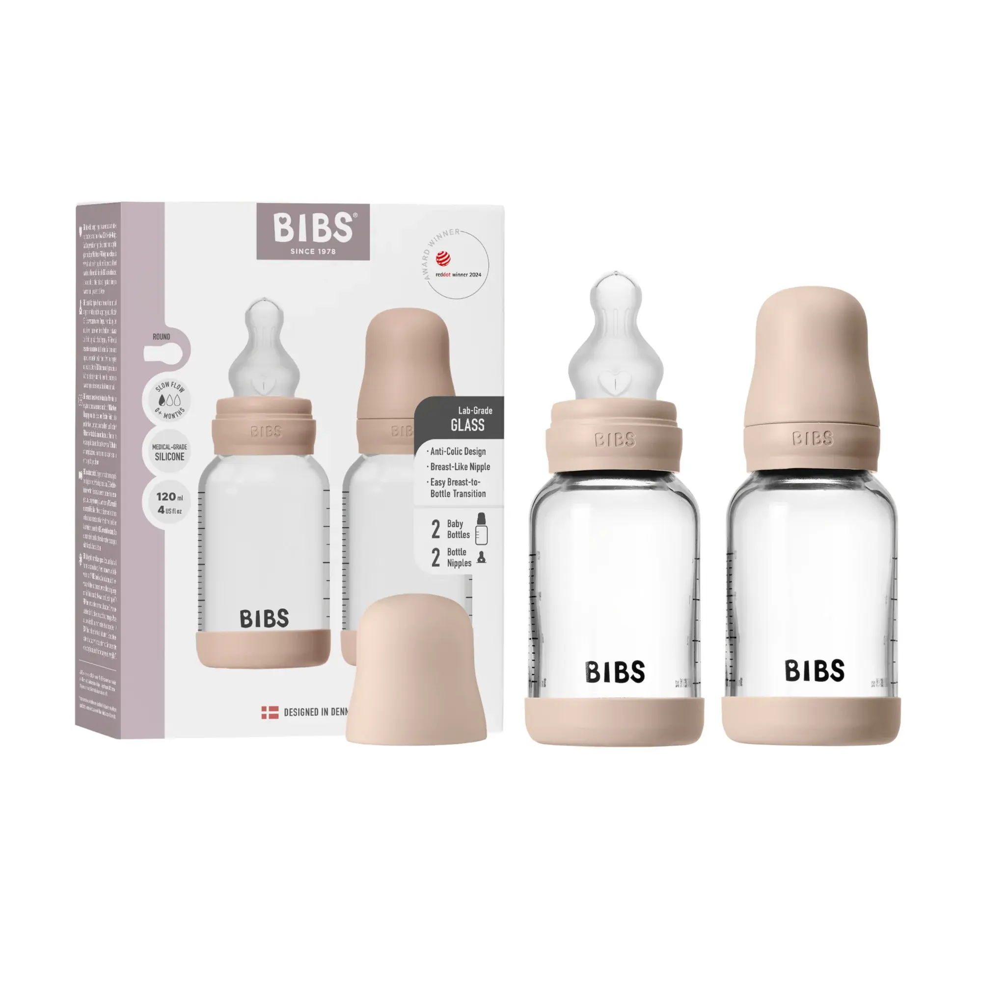 BIBS BIBS Glass Bottle Complete Set (2 Pack) Latex - 120ml
