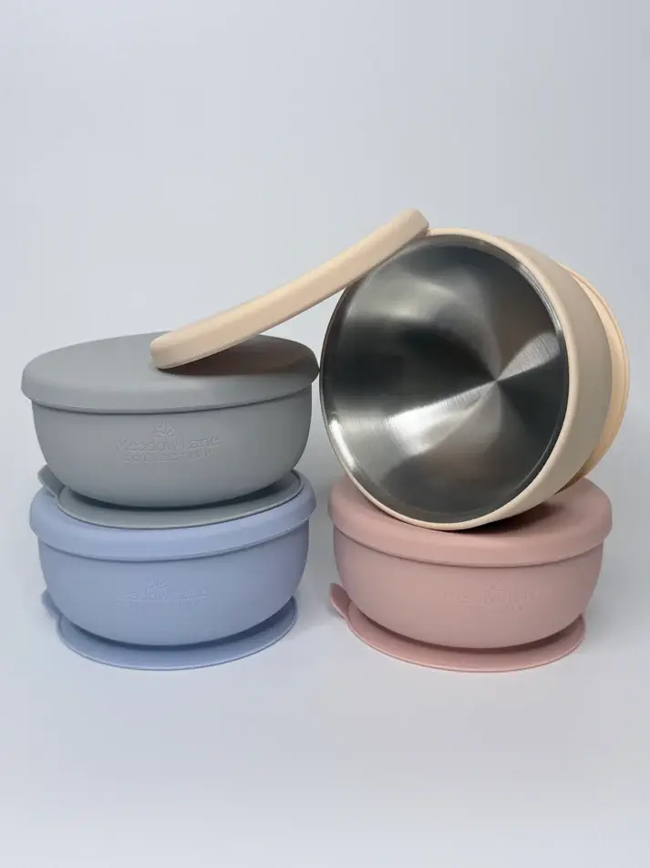 Meadow Lane Collective Meadow Lane Collective Stainless Steel Baby and Toddler+ Suction Bowl - Pink