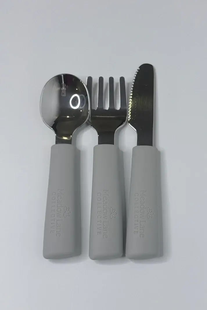 Meadow Lane Collective Meadow Lane Collective Stainless Steel Toddler Cutlery Set 12mth+ - Grey