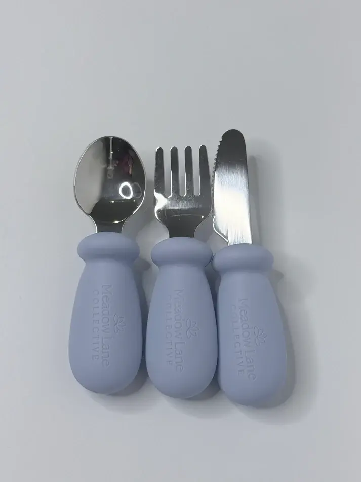 Meadow Lane Collective Meadow Lane Collective Stainless Steel Baby Cutlery 6mths+ - Blue
