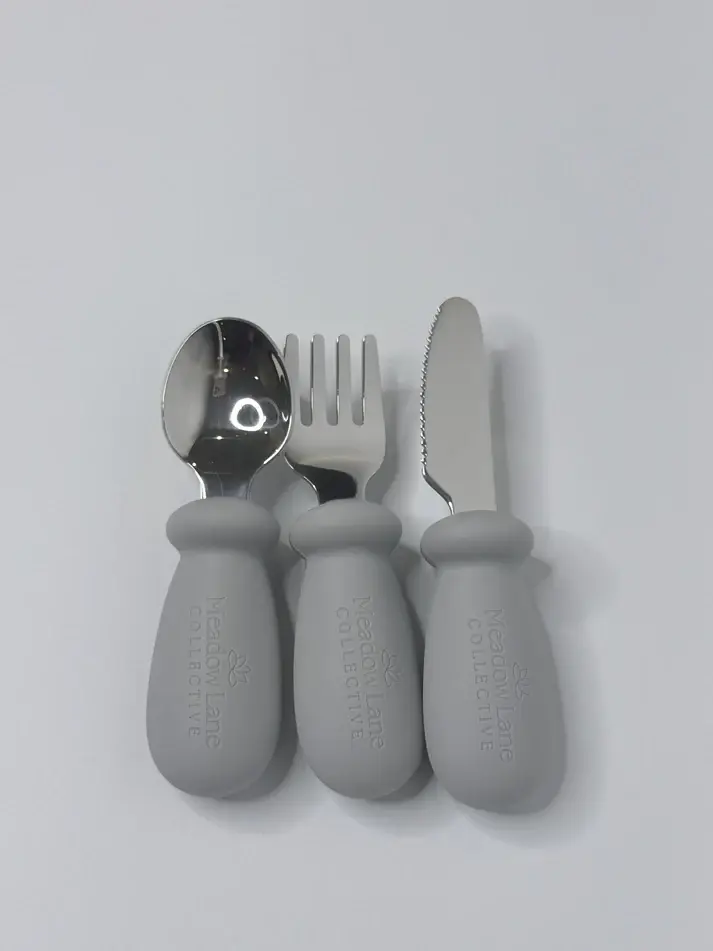 Meadow Lane Collective Meadow Lane Collective Stainless Steel Baby Cutlery 6mths+ - Grey