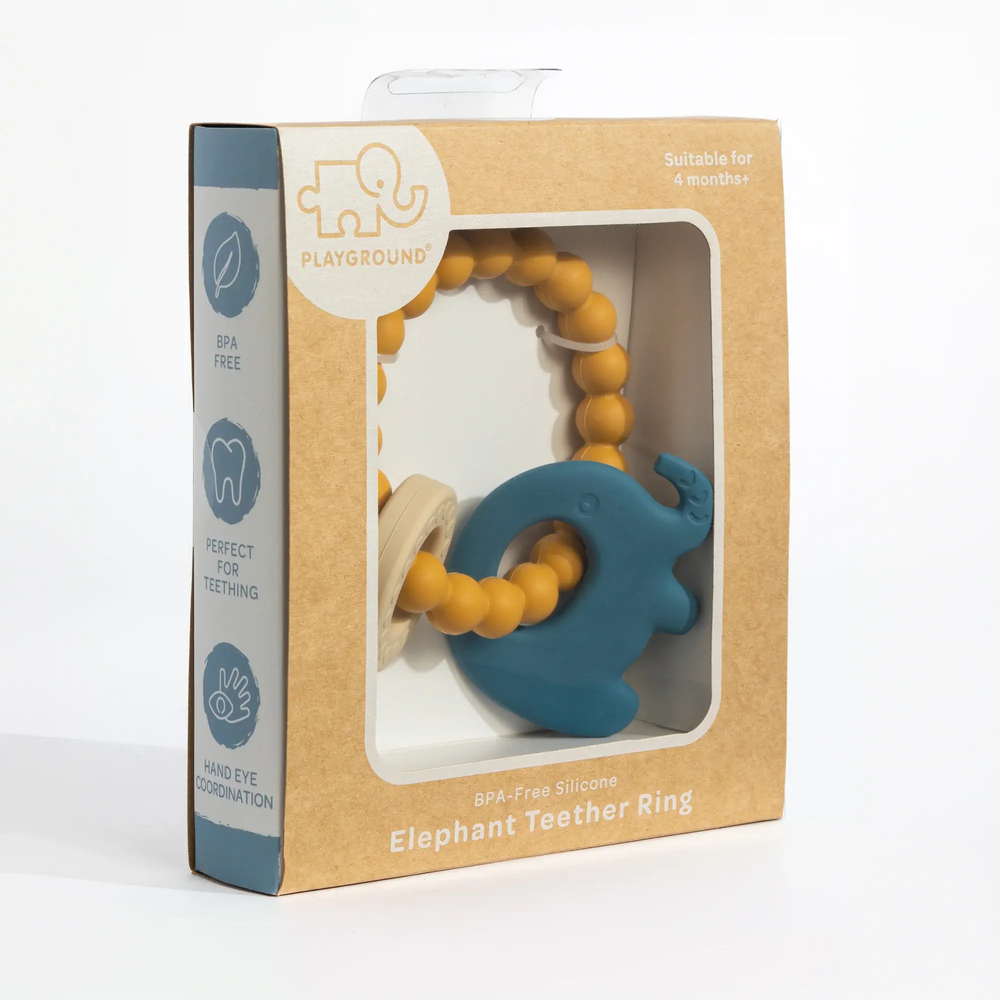 Playground Playground Silicone Elephant Teether - Steel Blue
