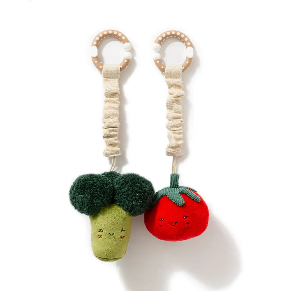 Living Textiles Living Textiles 2 Pack Mini Market Brunch Stroller Toys - Broccoli & Tomato