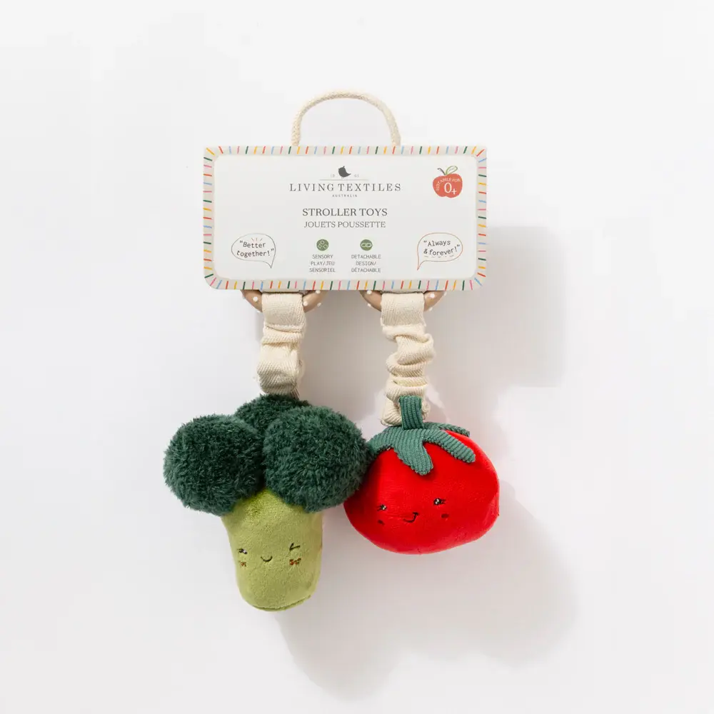 Living Textiles Living Textiles 2 Pack Mini Market Brunch Stroller Toys - Broccoli & Tomato
