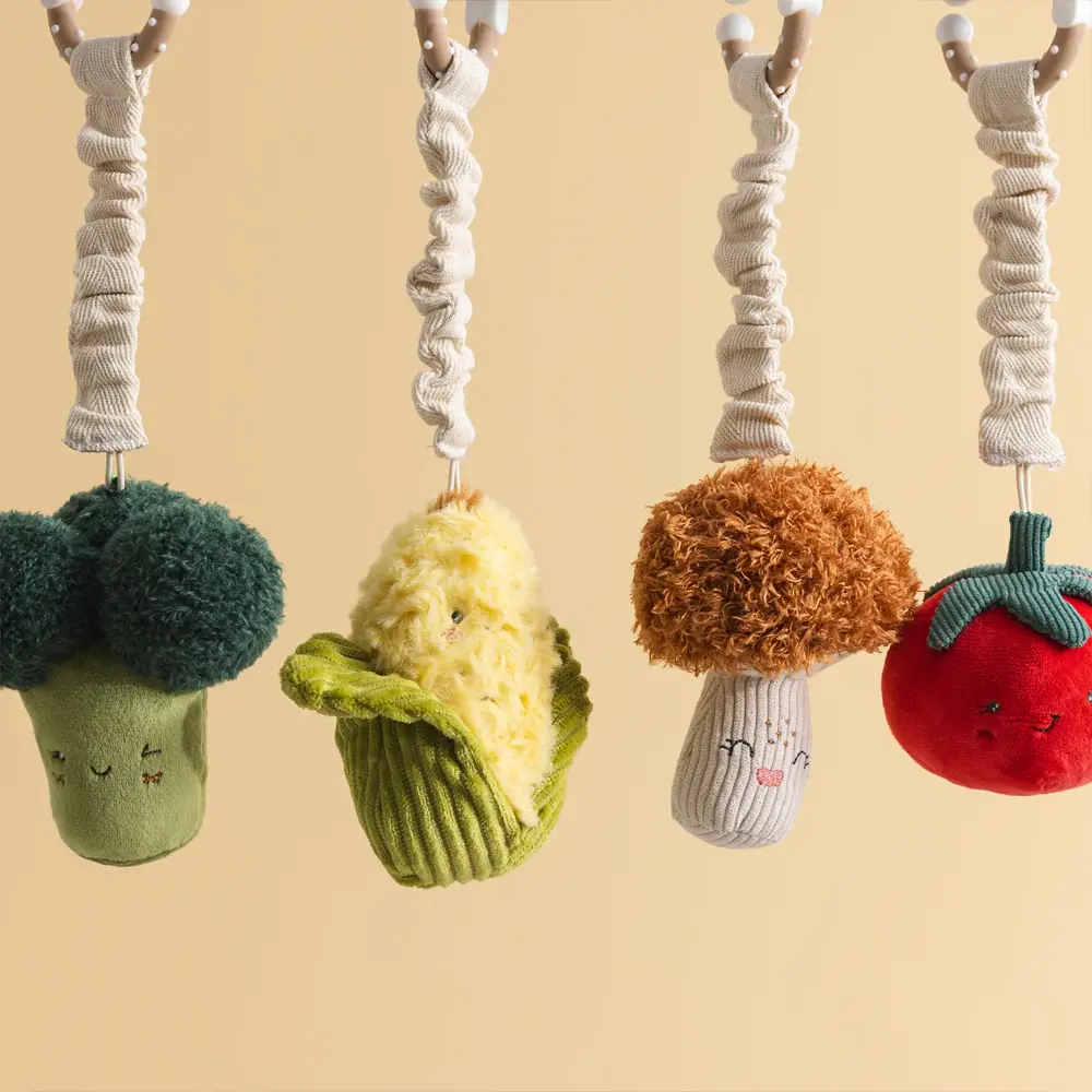 Living Textiles Living Textiles 2 Pack Mini Market Brunch Stroller Toys - Broccoli & Tomato