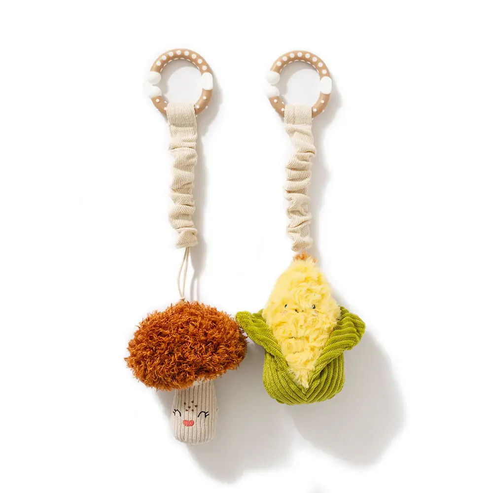 Living Textiles Living Textiles 2 Pack Mini Market Brunch Stroller Toys - Mushroom & Corn