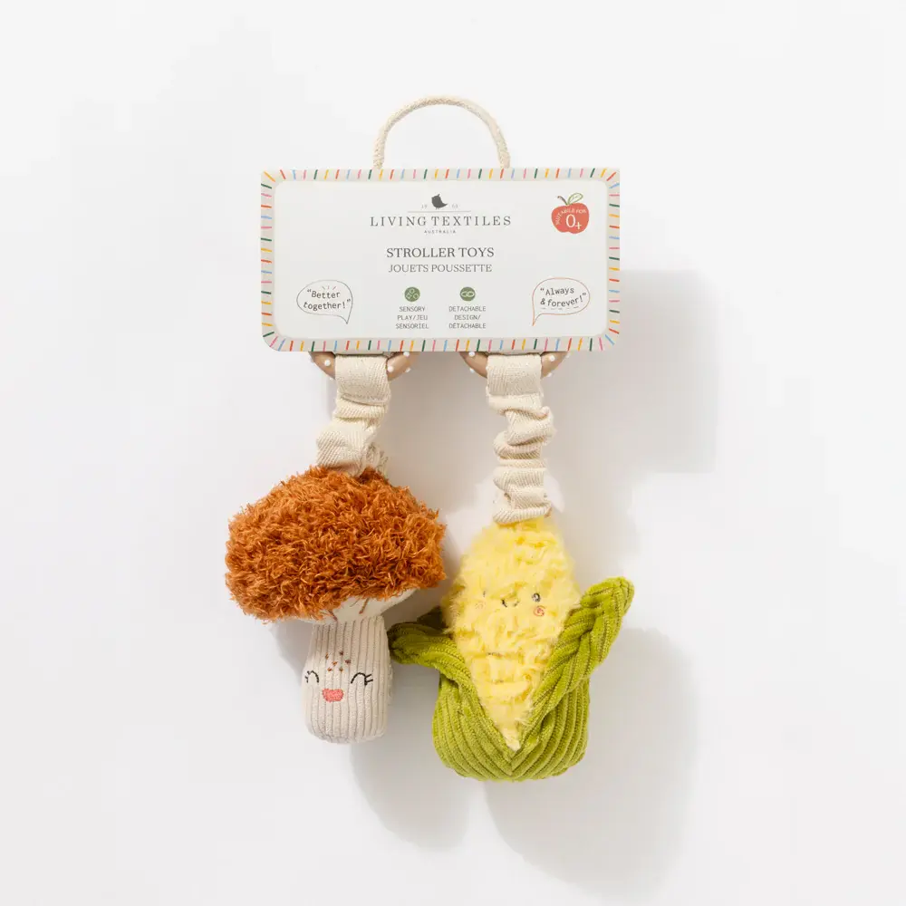 Living Textiles Living Textiles 2 Pack Mini Market Brunch Stroller Toys - Mushroom & Corn
