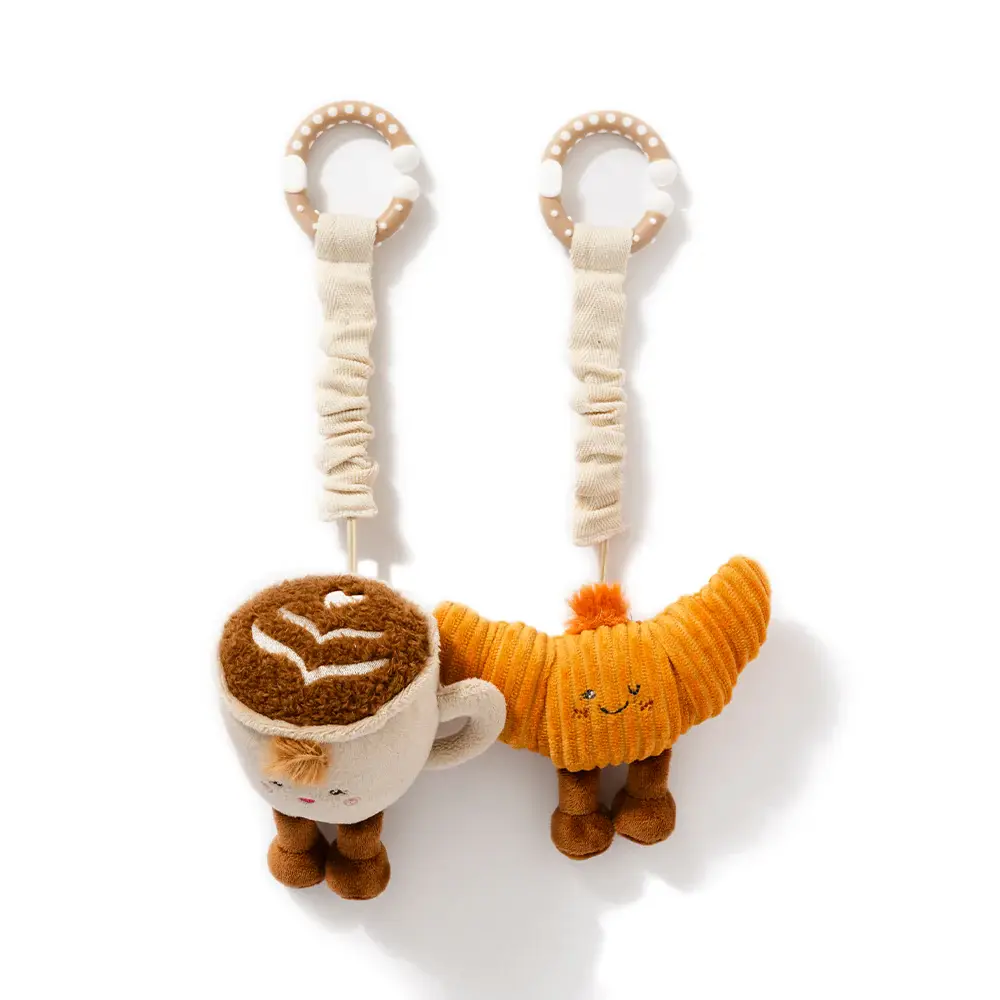Living Textiles Living Textiles 2 Pack Mini Market Brunch Stroller Toys - Coffee & Croissant