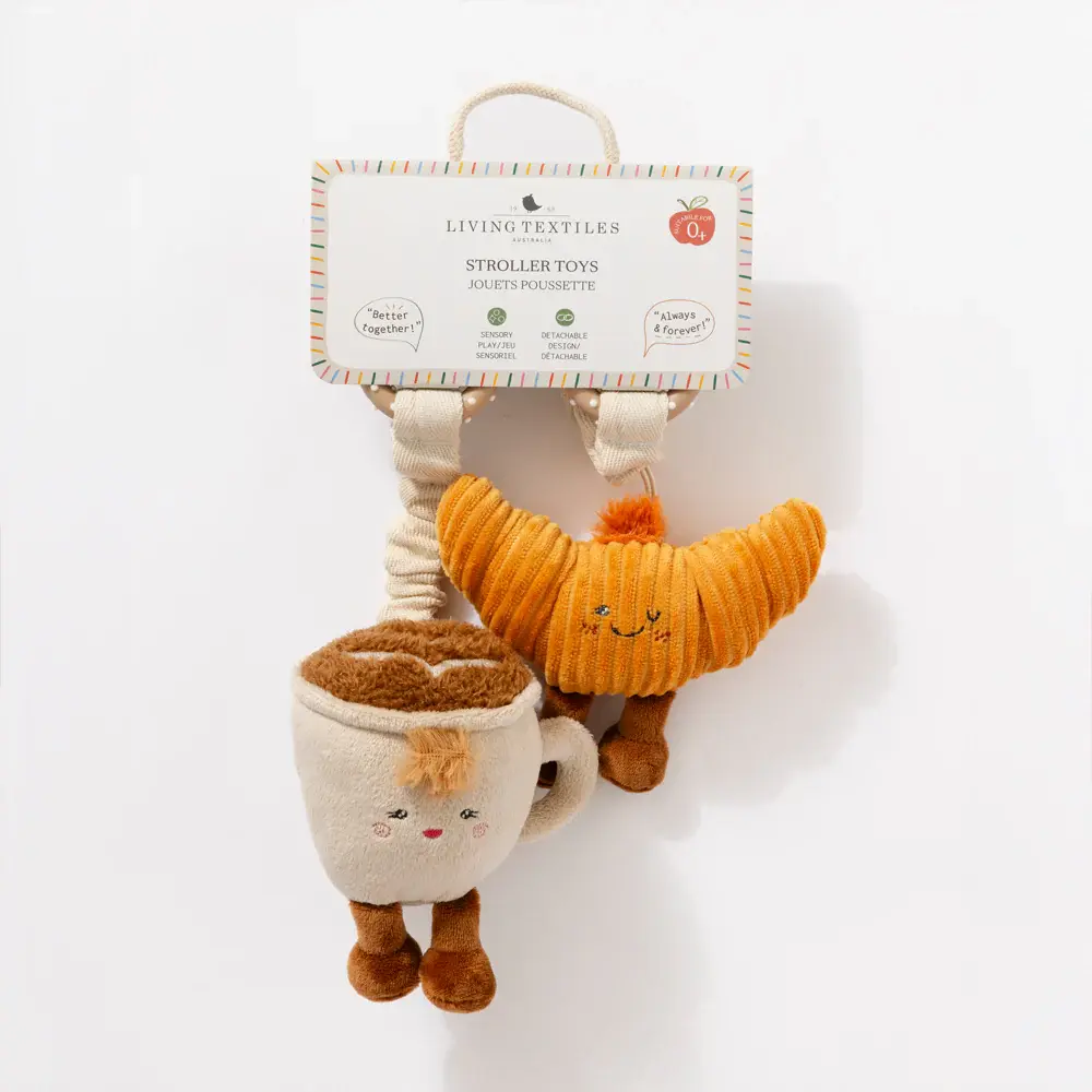 Living Textiles Living Textiles 2 Pack Mini Market Brunch Stroller Toys - Coffee & Croissant