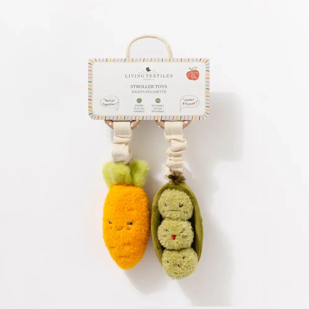 Living Textiles Living Textiles 2 Pack Mini Market Brunch Stroller Toys - Carrot & Green Peas