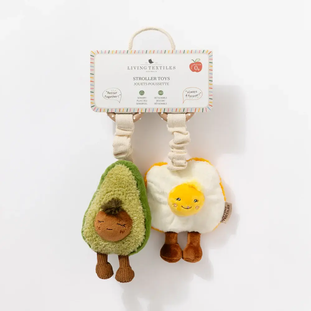 Living Textiles Living Textiles 2 Pack Mini Market Brunch Stroller Toys - Avocado & Egg on Toast