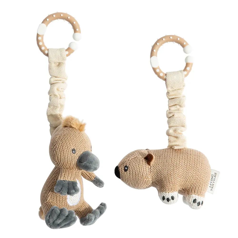 Living Textiles Living Textiles Australiana Stroller Toys 2pk - Wombat & Platypus