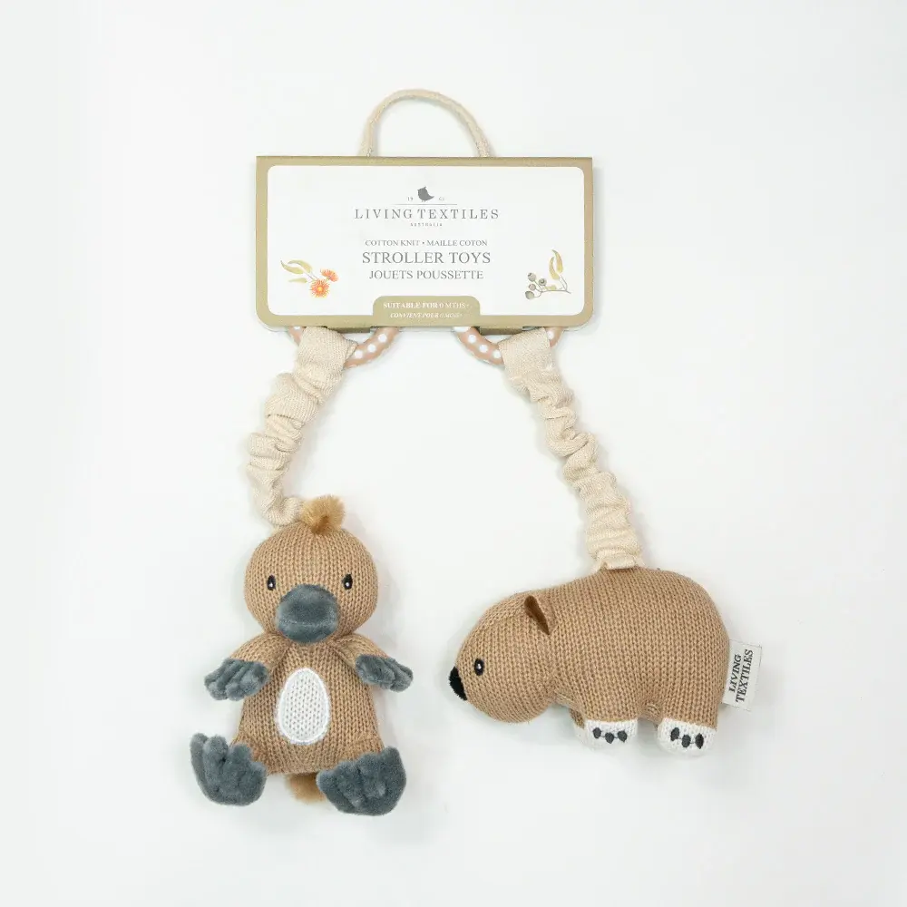 Living Textiles Living Textiles Australiana Stroller Toys 2pk - Wombat & Platypus