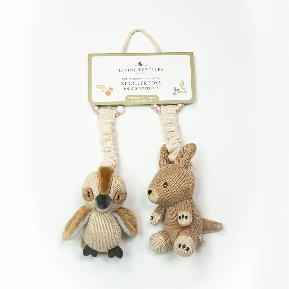 Living Textiles Living Textiles Australiana Stroller Toys 2pk - Kookaburra & Kangaroo