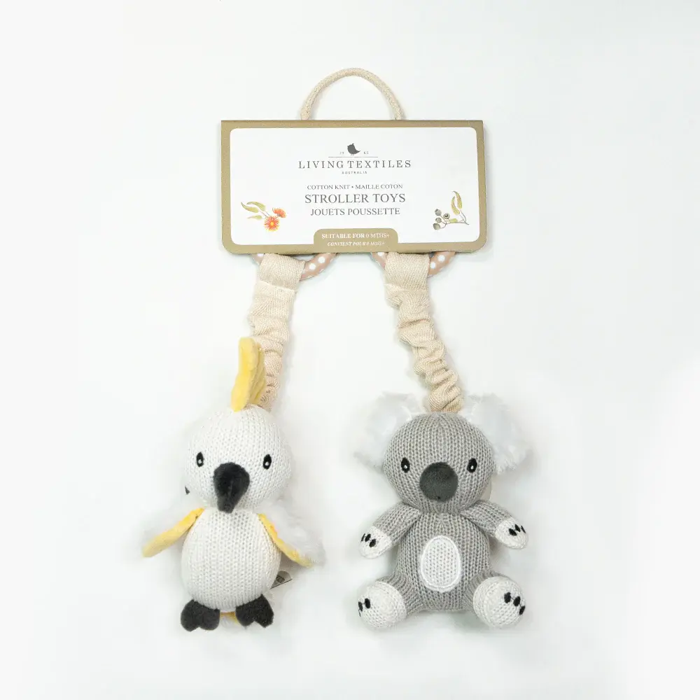 Living Textiles Living Textiles Australiana Stroller Toys 2pk - Cockatoo & Koala