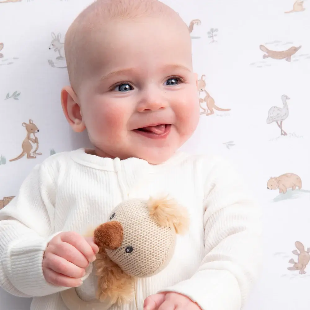 Living Textiles Living Textiles Australiana Ring Rattle - Emily the Emu