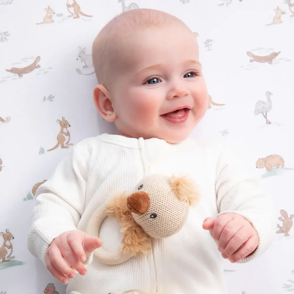 Living Textiles Living Textiles Australiana Ring Rattle - Emily the Emu