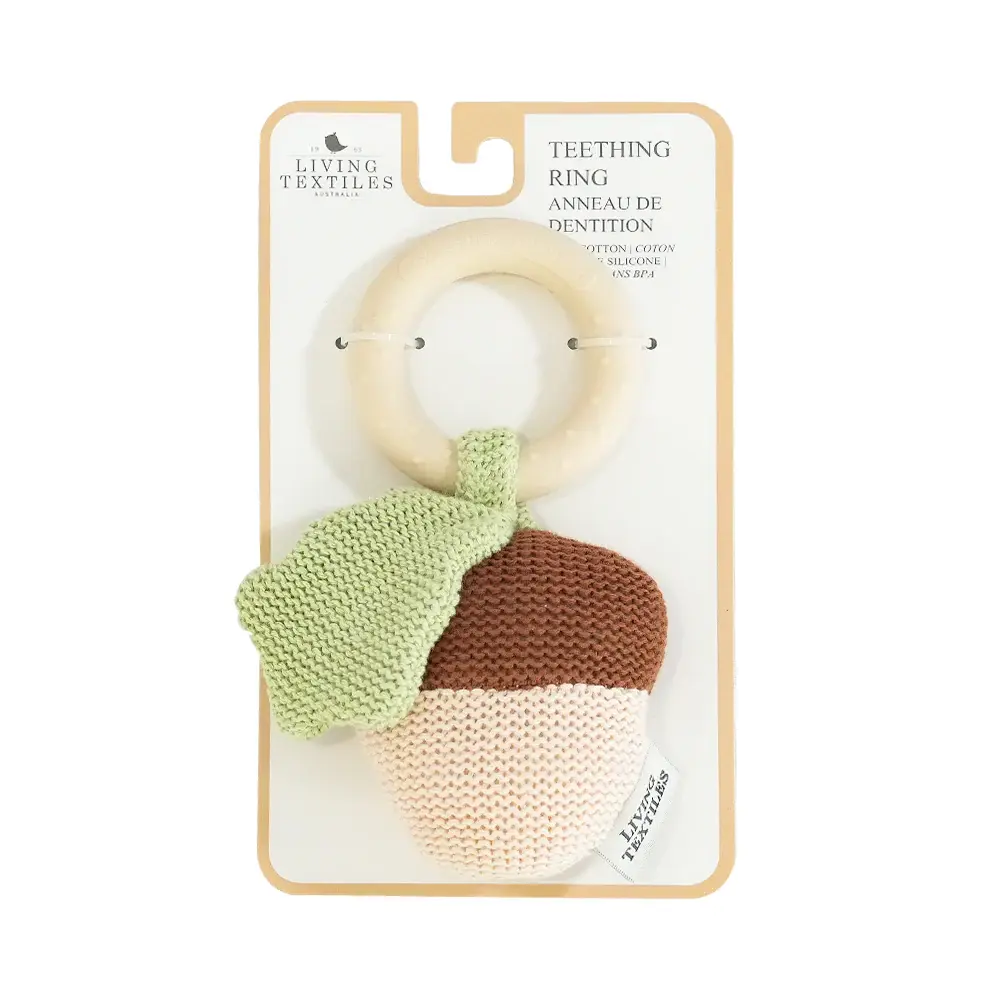 Living Textiles Living Textiles Whimsical Wonderland Ring Rattle - Acorn