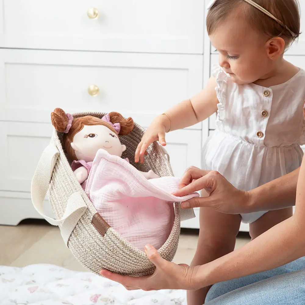 Living Textiles Living Textiles Cotton Rope Doll Basket - Blush