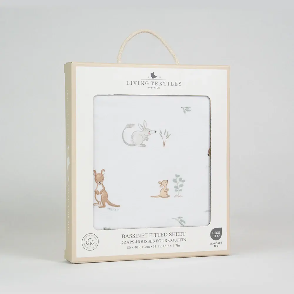 Living Textiles Living Textiles Organic Bassinet Fitted Sheet - Australiana
