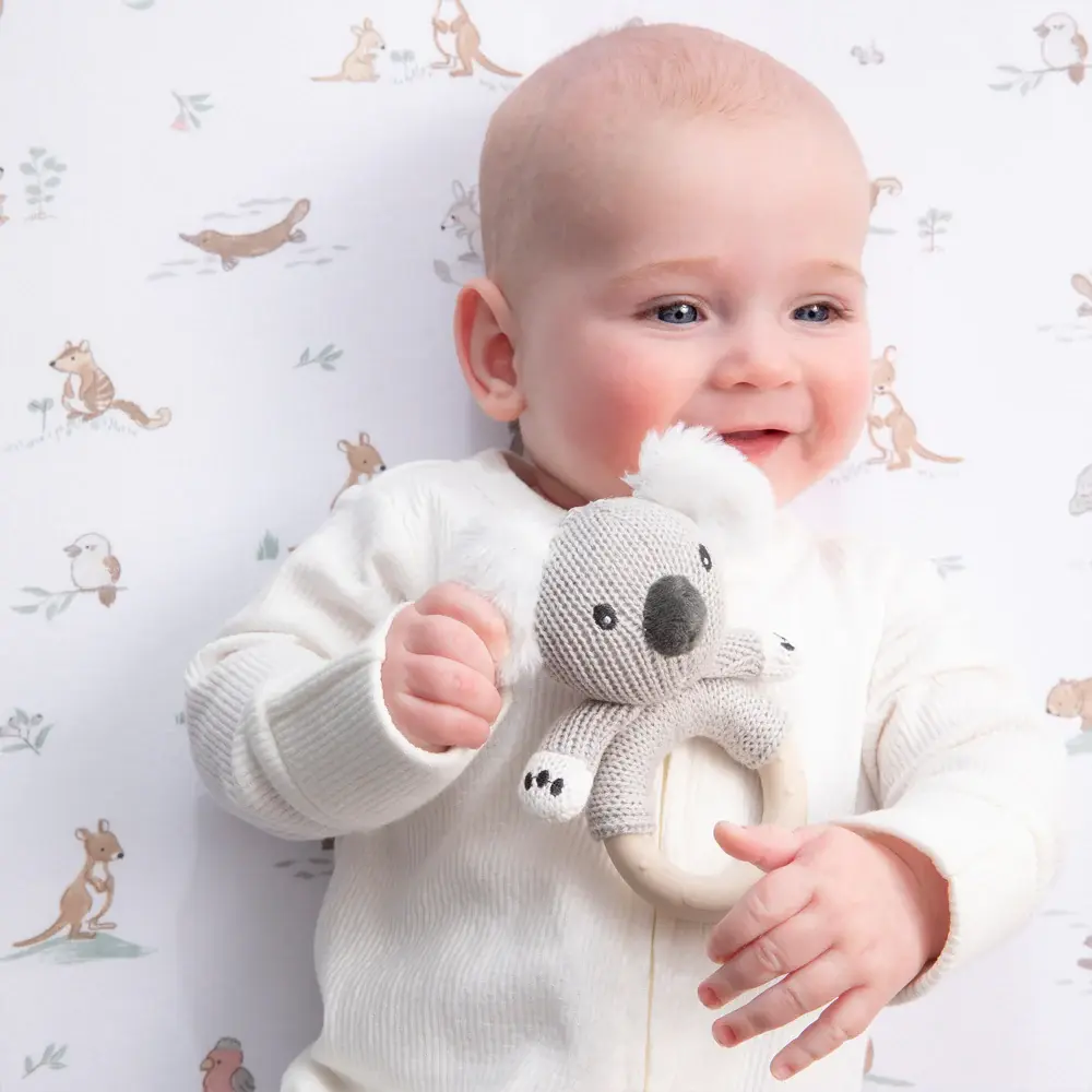 Living Textiles Living Textiles Organic Bassinet Fitted Sheet - Australiana