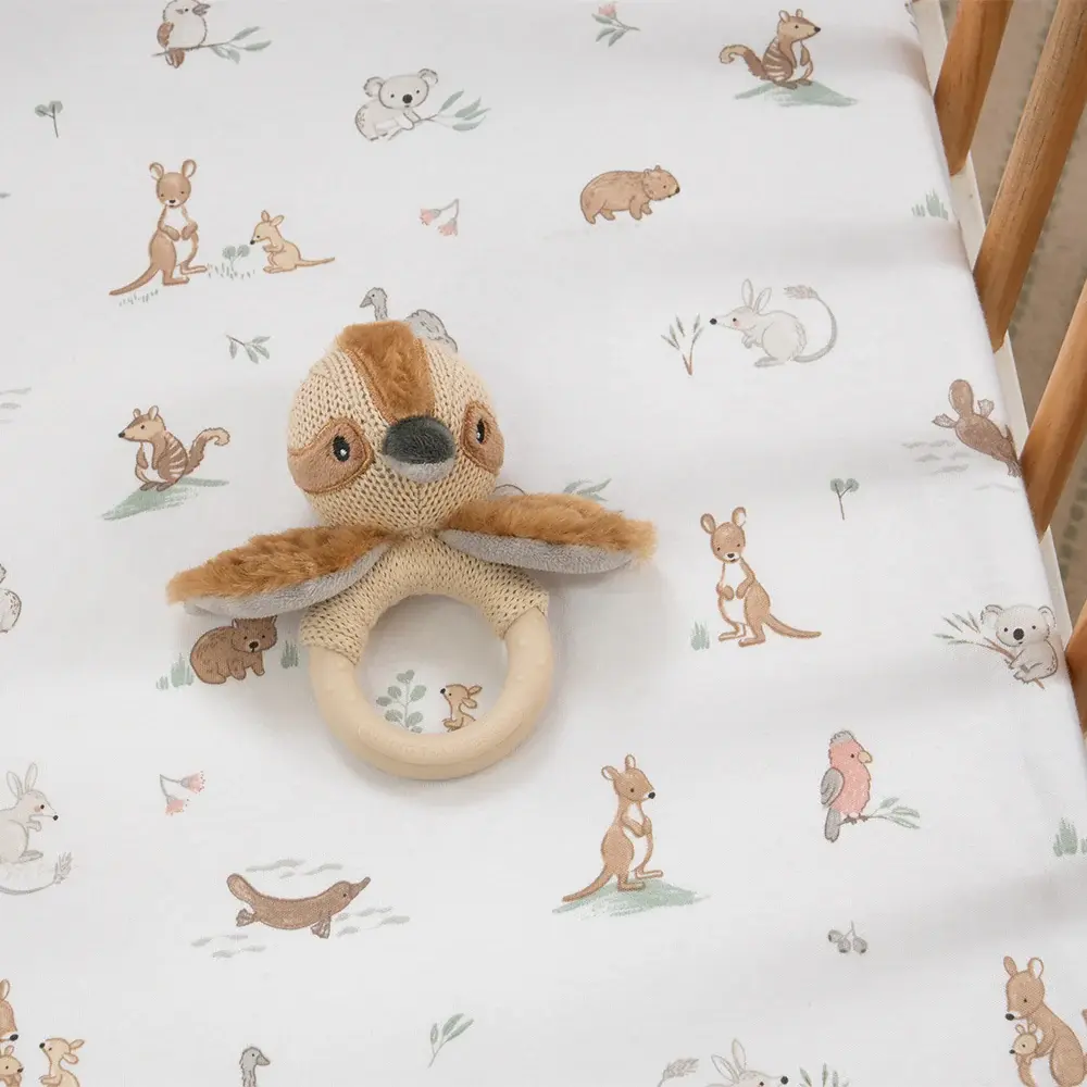 Living Textiles Living Textiles Organic Bassinet Fitted Sheet - Australiana