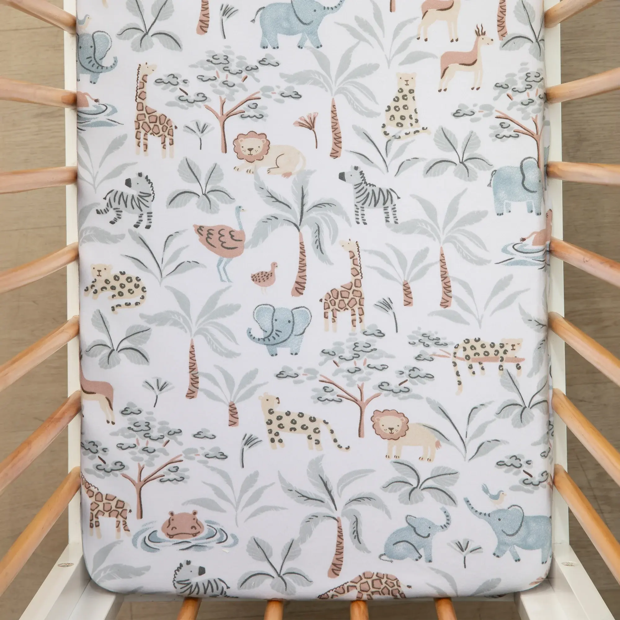 Living Textiles Living Textiles Organic Bassinet Fitted Sheet - Wild Safari