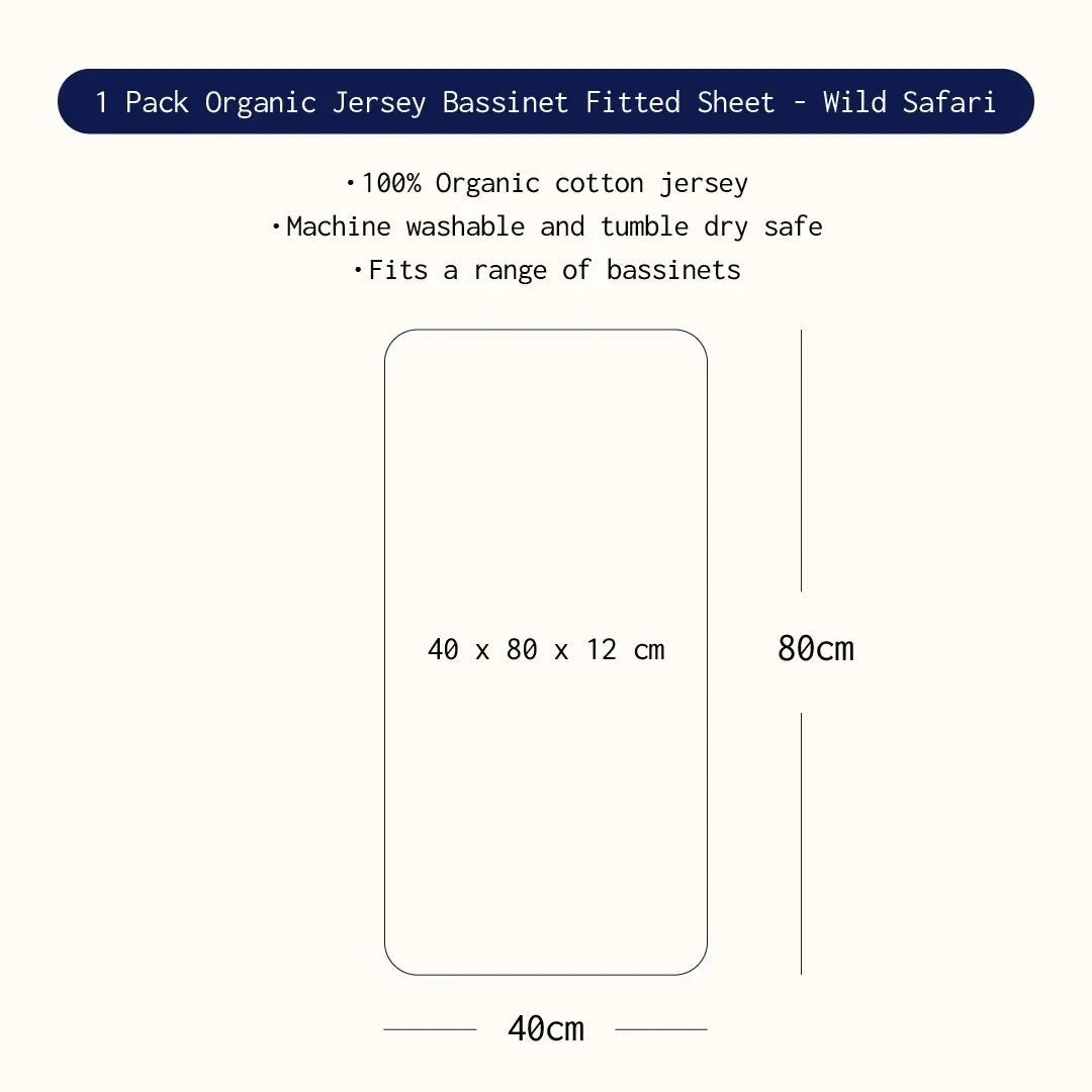 Living Textiles Living Textiles Organic Bassinet Fitted Sheet - Wild Safari