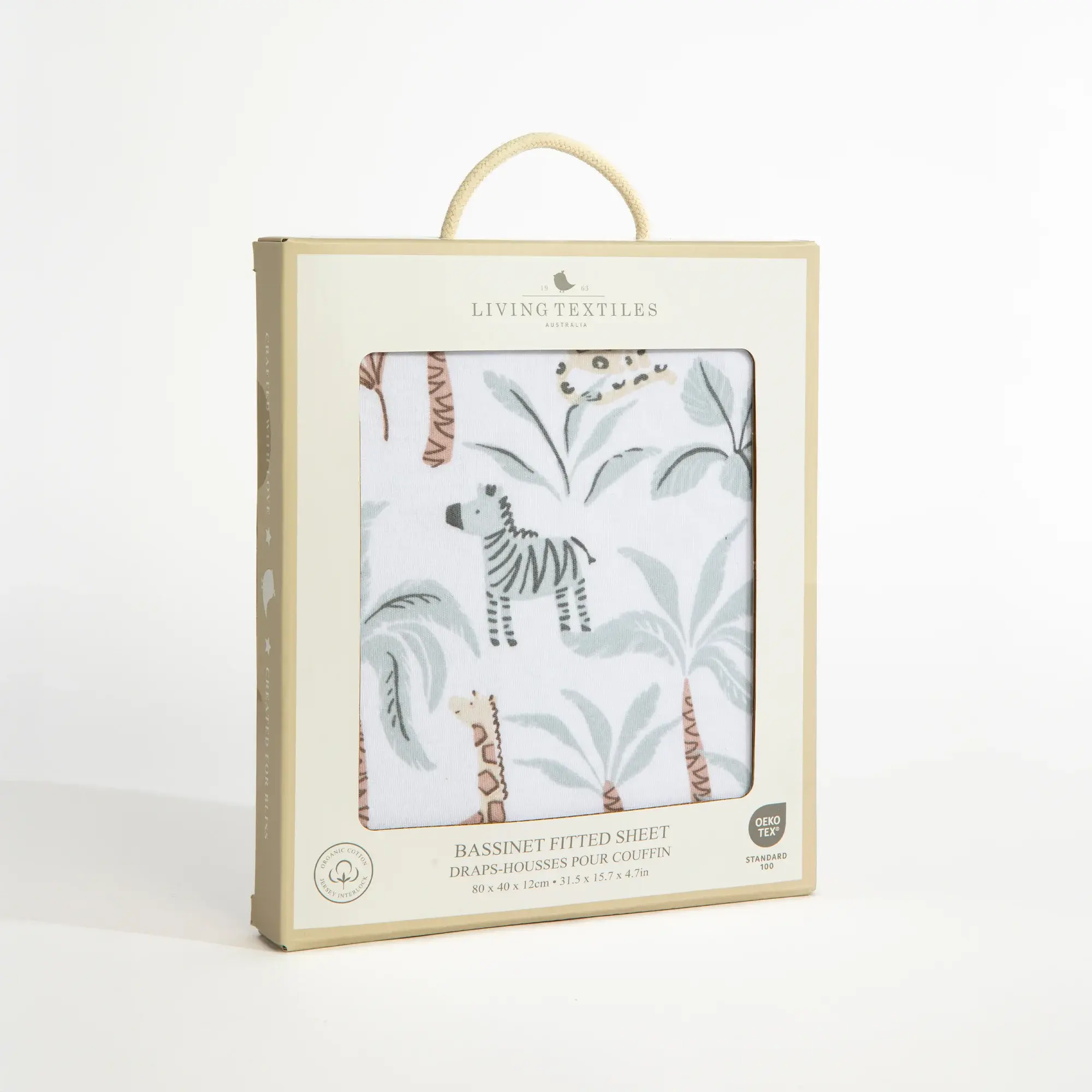 Living Textiles Living Textiles Organic Bassinet Fitted Sheet - Wild Safari