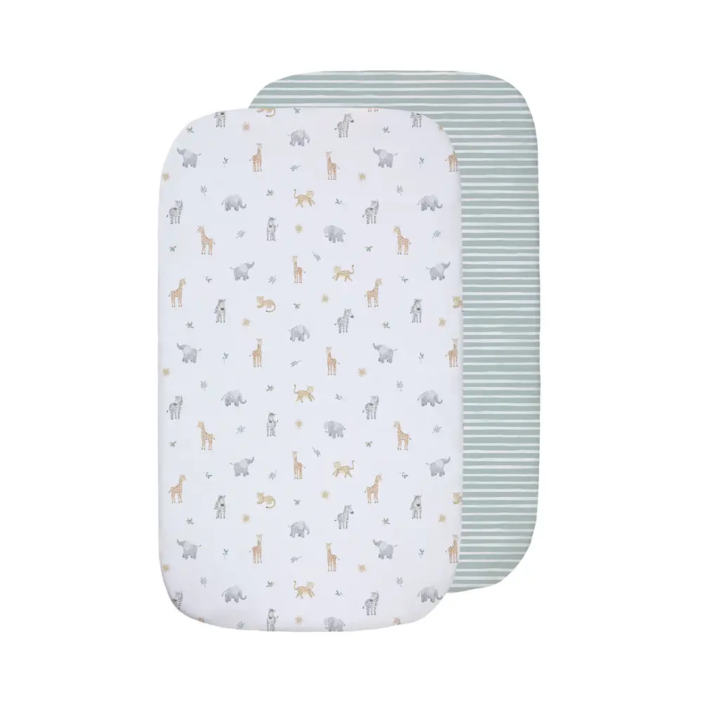 Living Textiles Living Textiles 2 Pack Organic Bedside Sleeper Fitted Sheet - Roam & Roar