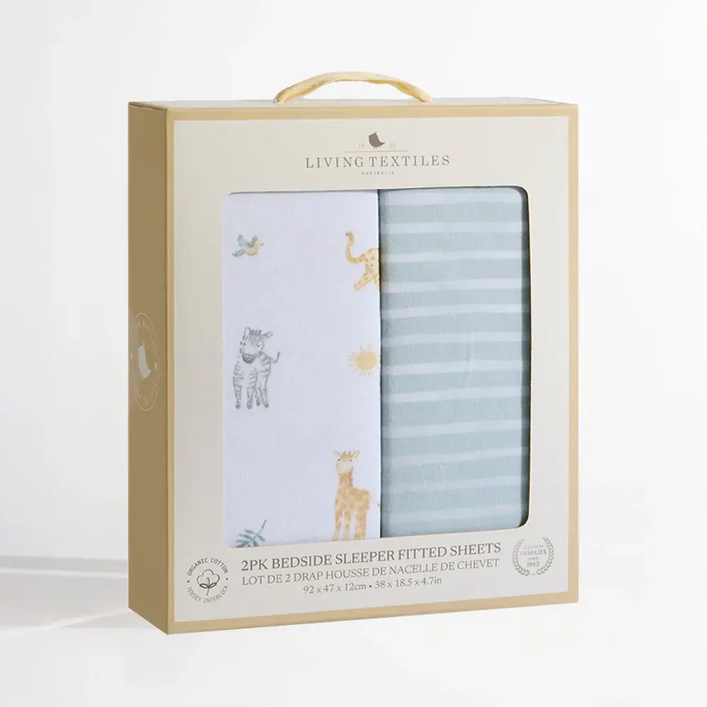 Living Textiles Living Textiles 2 Pack Organic Bedside Sleeper Fitted Sheet - Roam & Roar