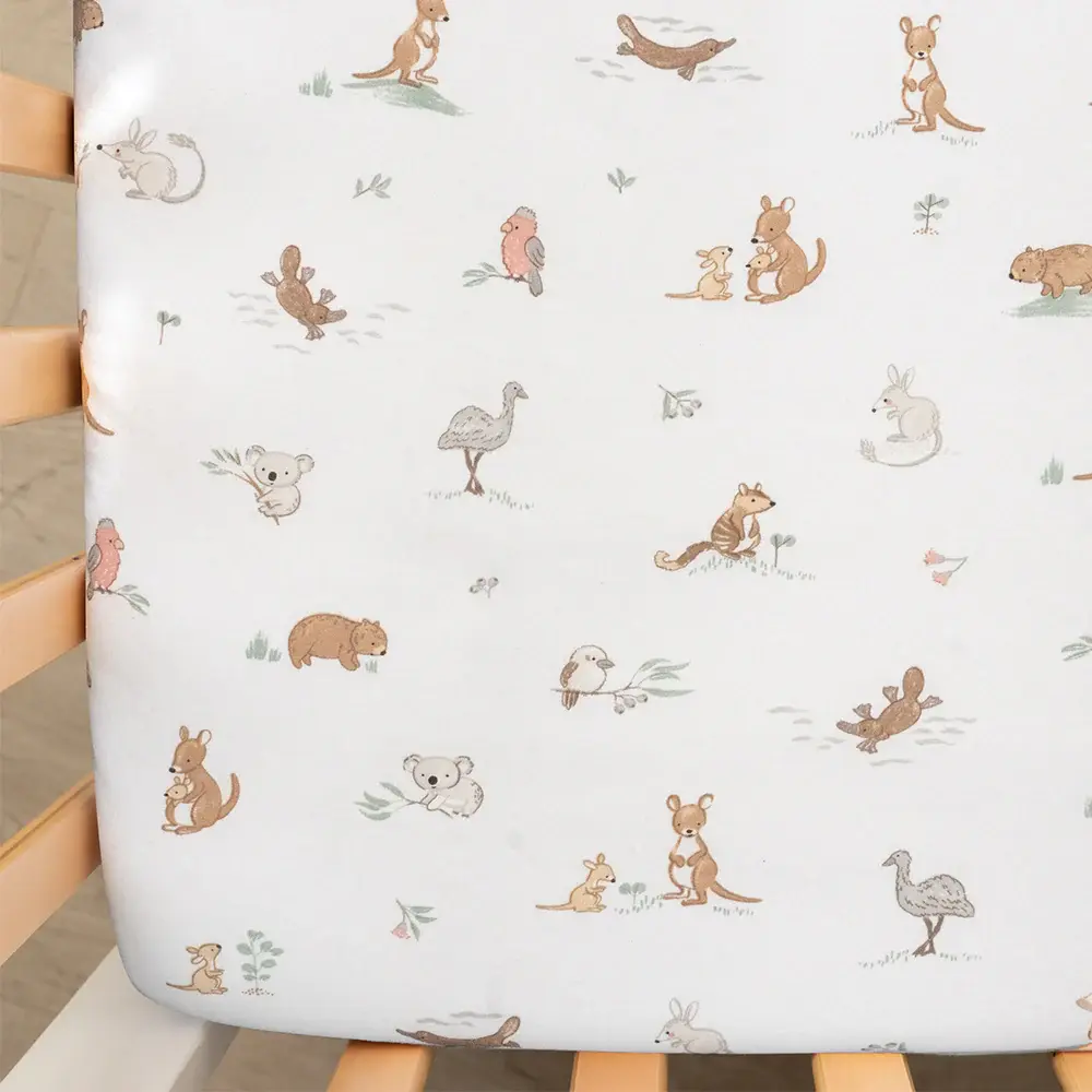 Living Textiles Living Textiles 2 Pack Organic Cot Fitted Sheet - Australiana